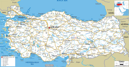 Карта автомобильных дорог Турции